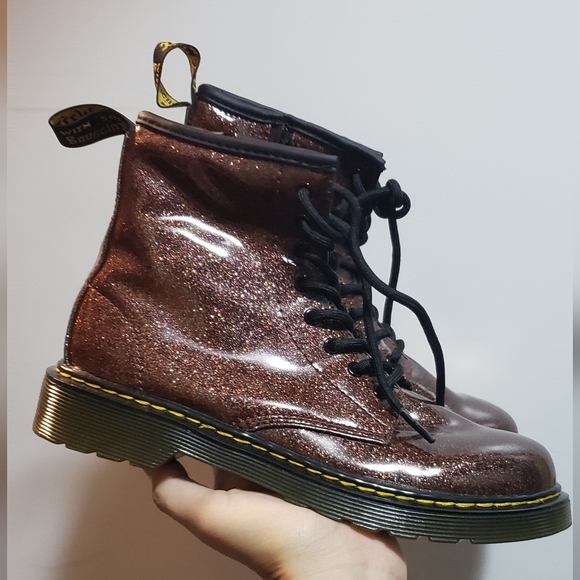 Dr. Martens BROWN glittery boots with zipper side size 5 - Picture 1 of 4